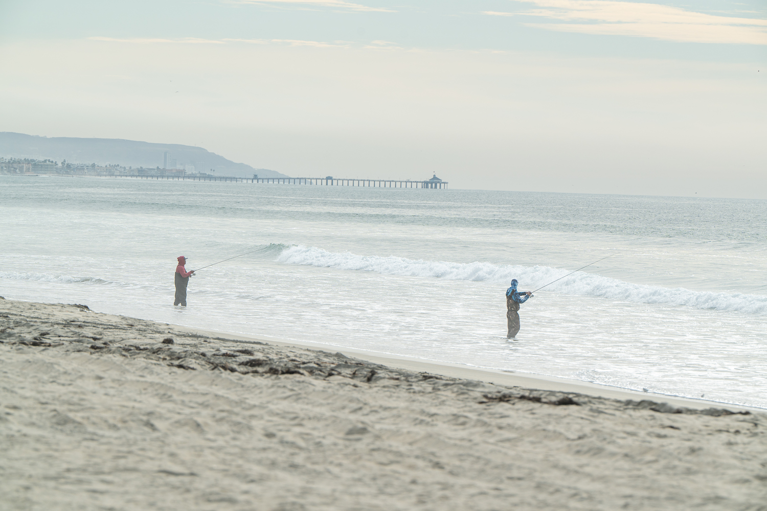 Less crowded San Diego beaches featuring Silver Strand State Beach with shore fishing in front of Imperial Beach Pier 