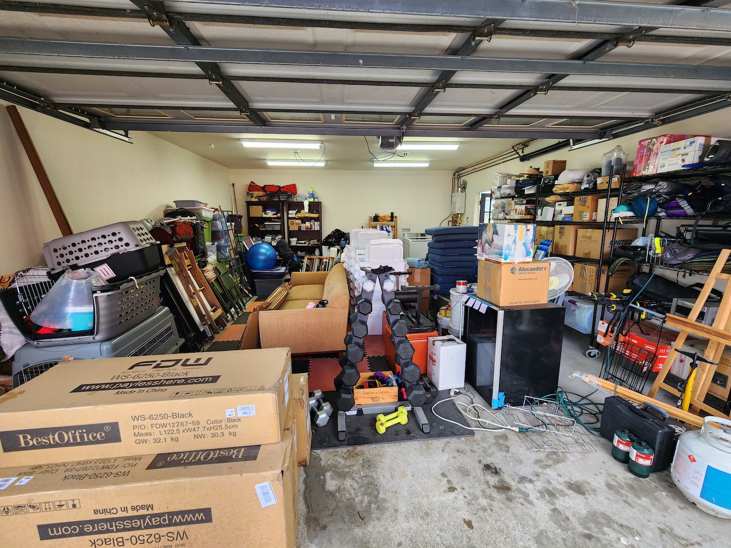 Before spring cleaning picture of a messy family home garage