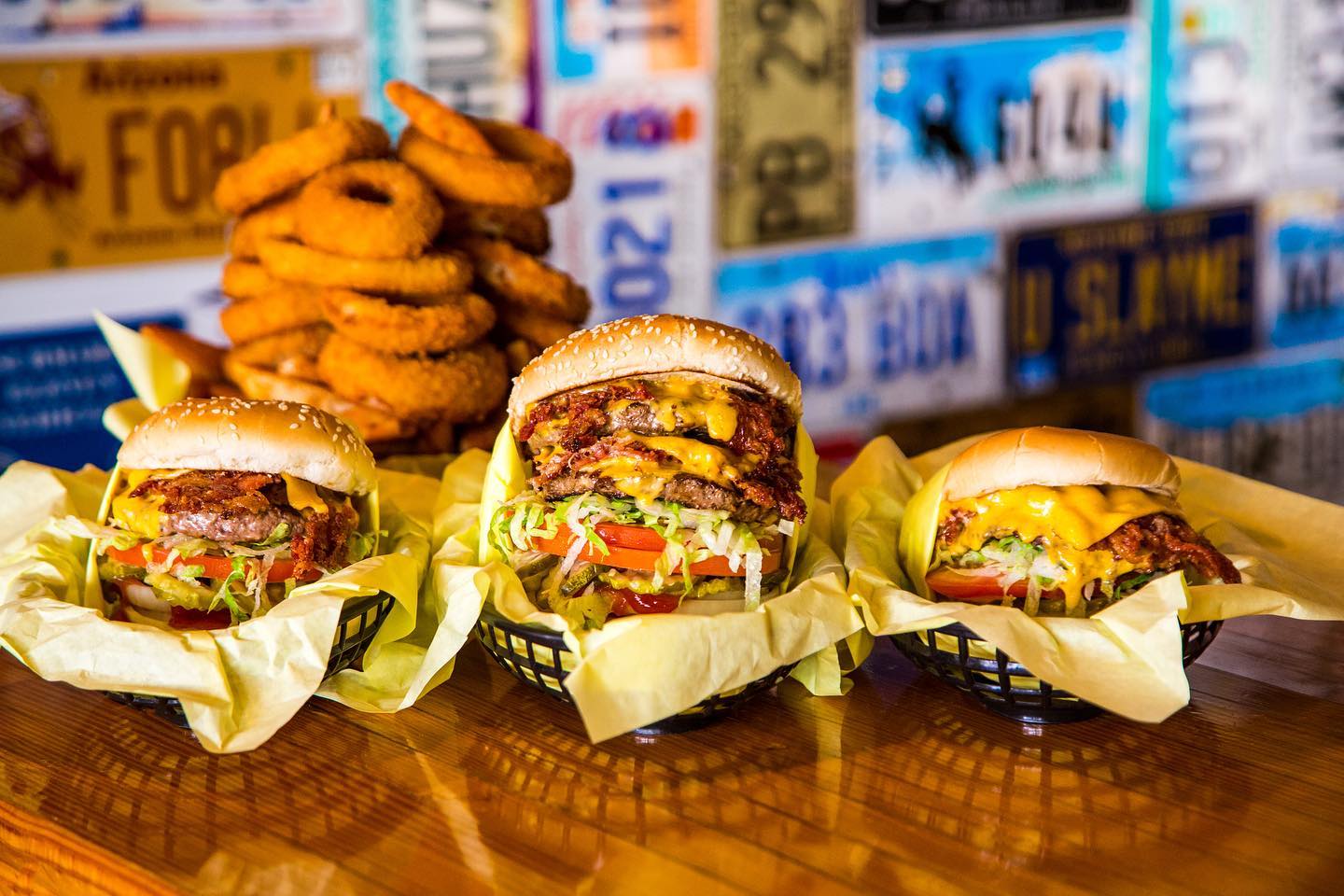 San Diego family friendly restaurant Hodad's featuring burgers and fries in Ocean Beach