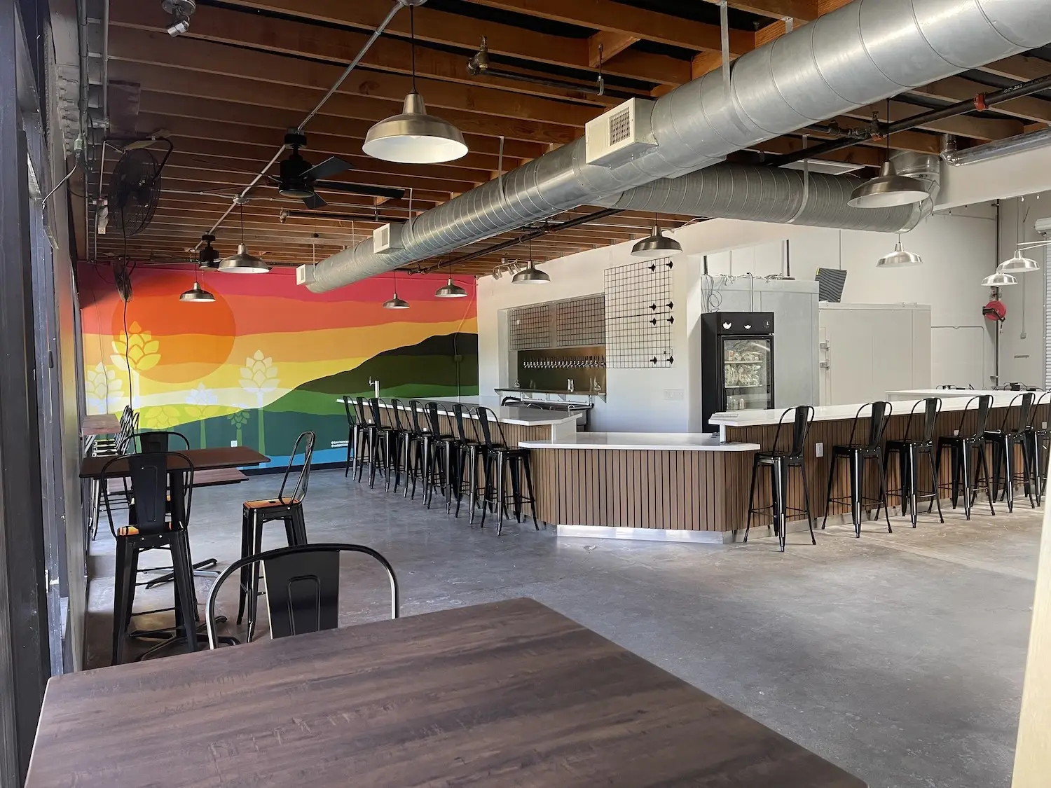 Interior of San Diego brewery Sunny Grove Brewing Company located in Santee