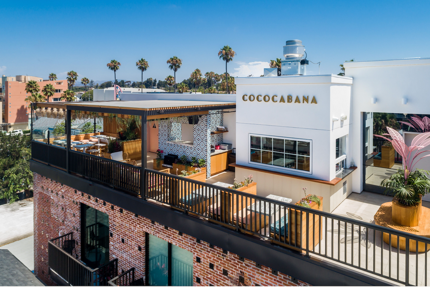 Exterior of Oceanside rooftop bar Cococabana located above the Brick Hotel