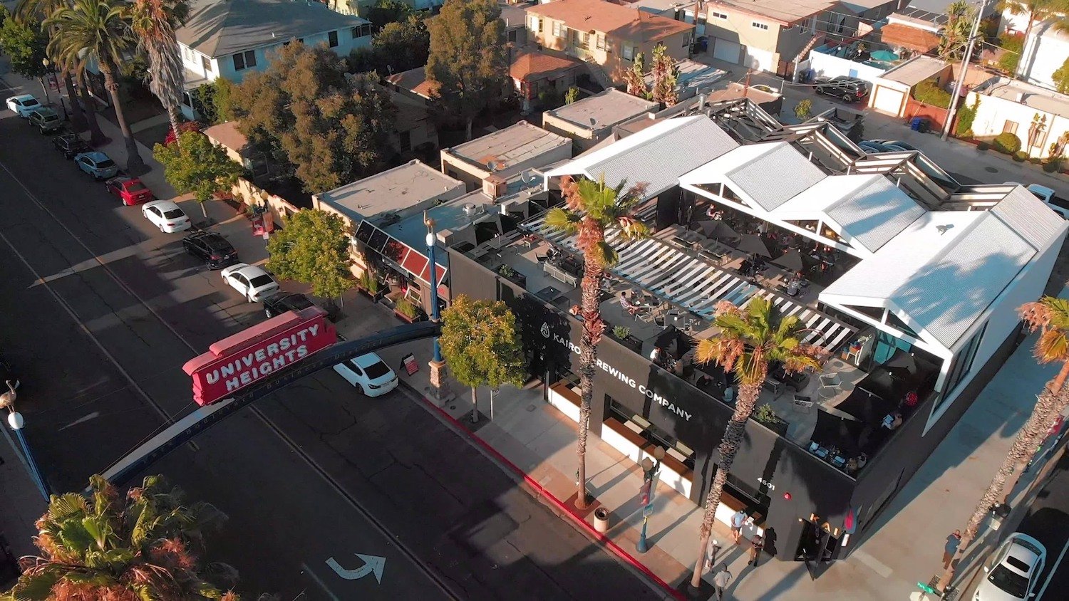 Aerial view of rooftop bar Kairoa Brewing Company in University Heights