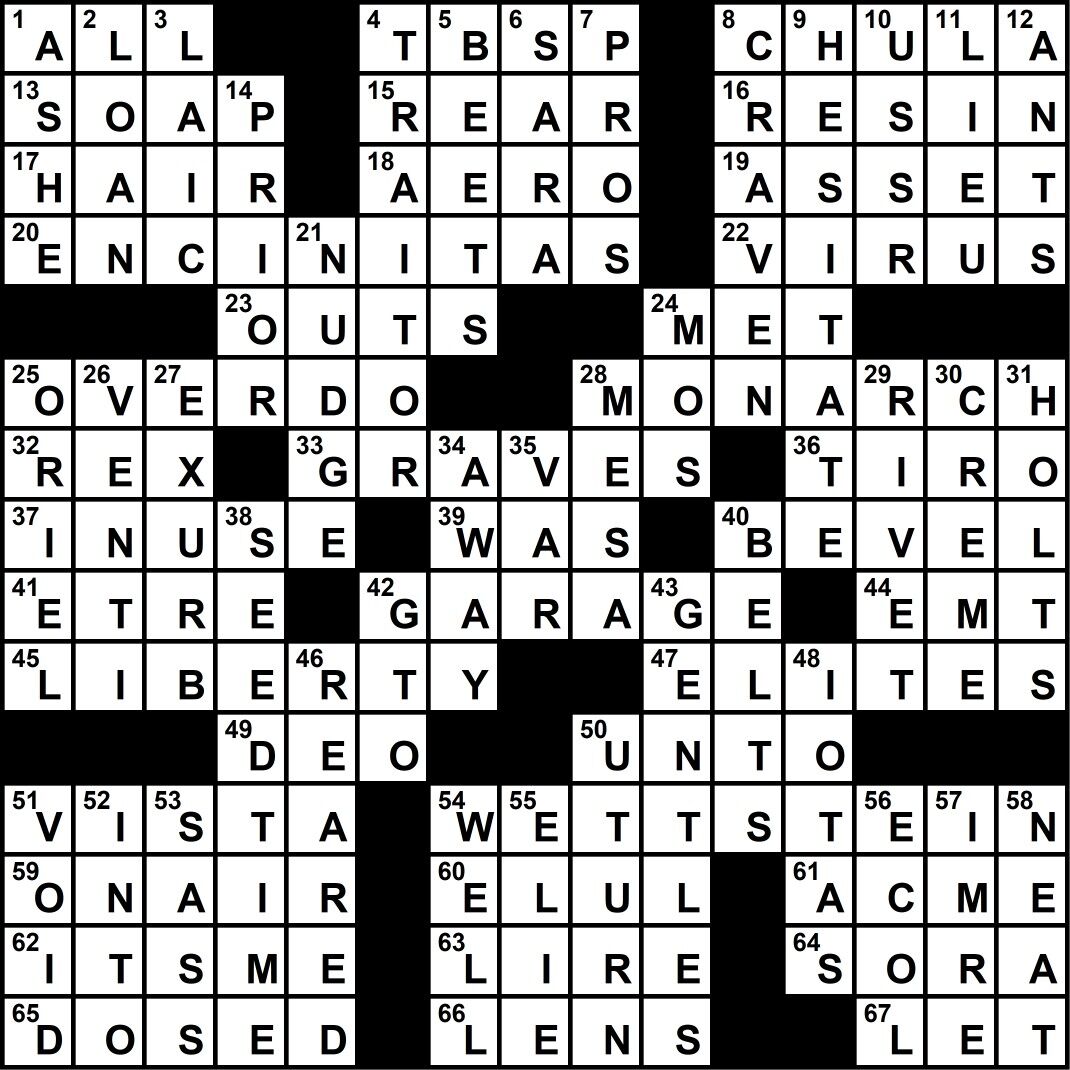 Crossword Answers / August 2021