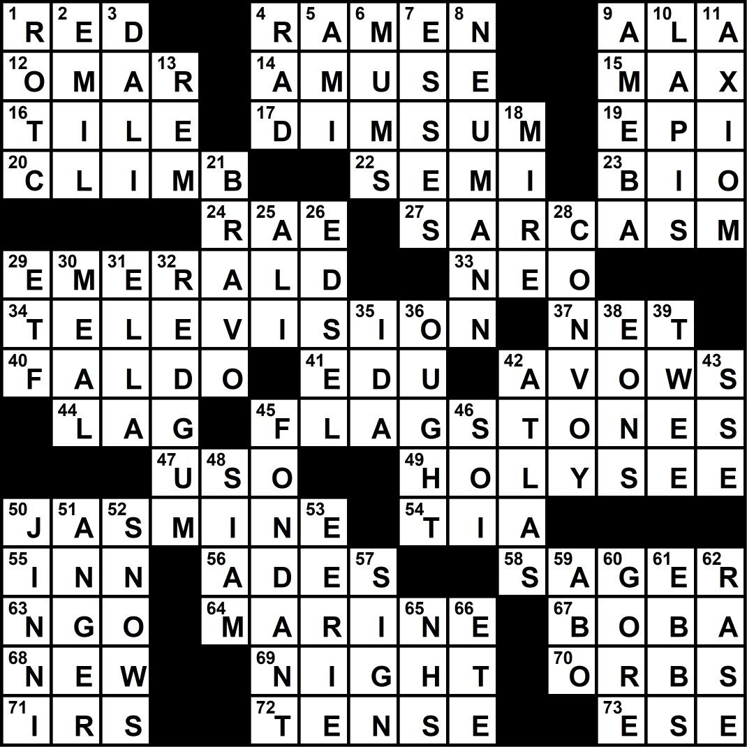 Crossword answers - June 2021