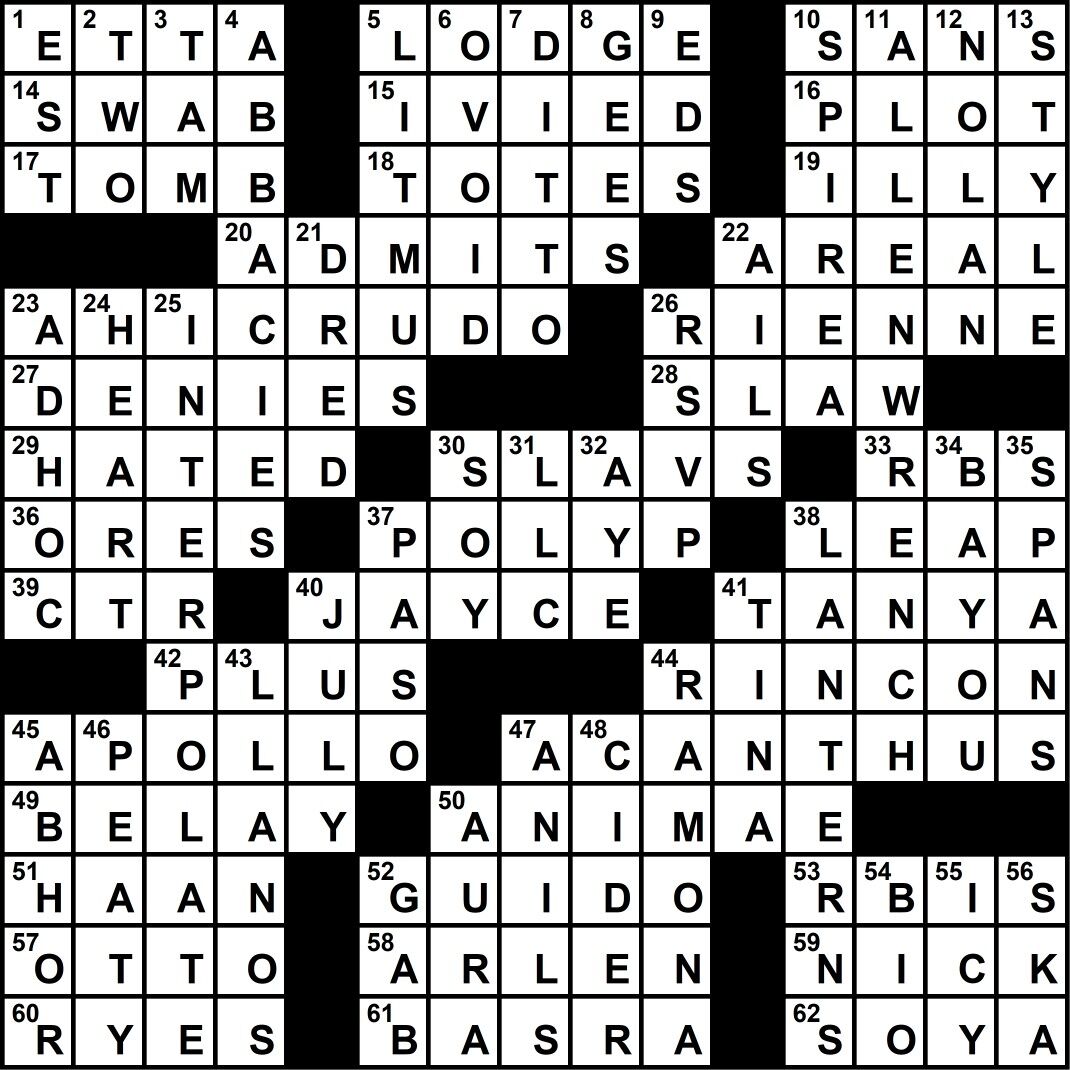 Crossword Answers / March 2020