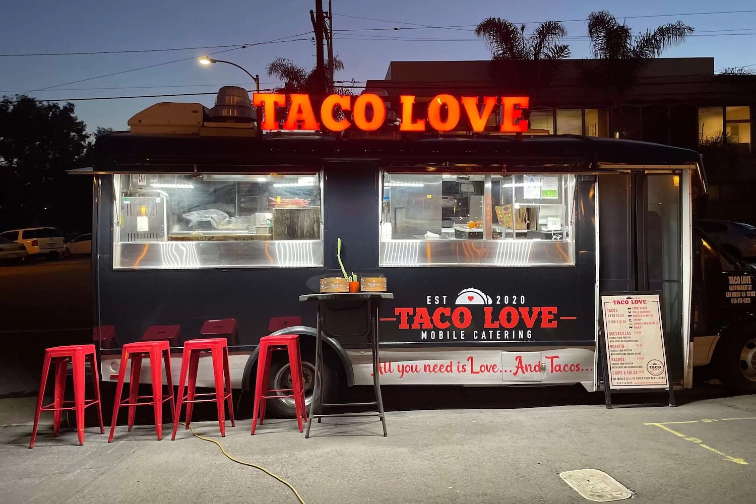 Exterior of San Diego food truck Taco Love located in Chollas View 