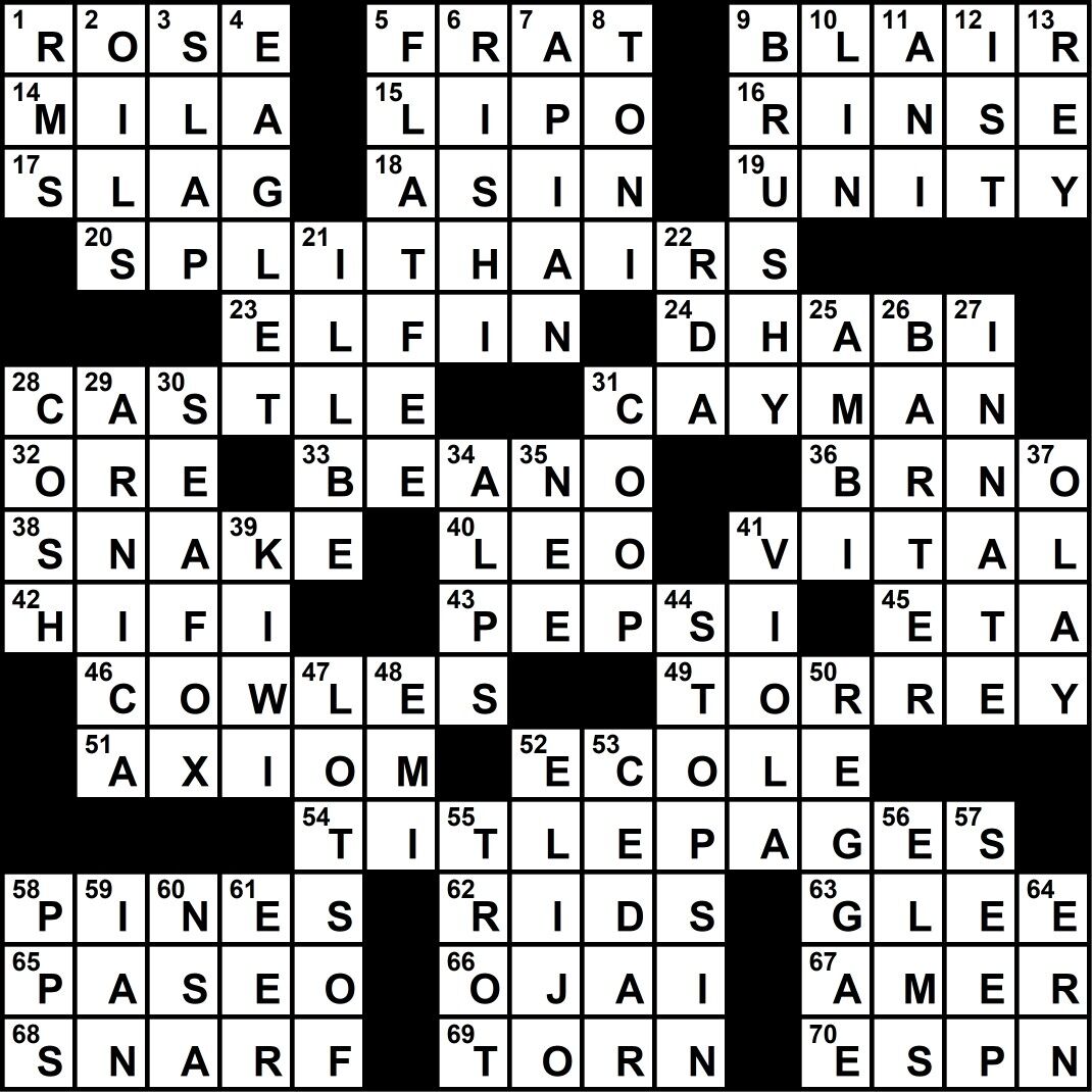 Crossword Answers / April 2021