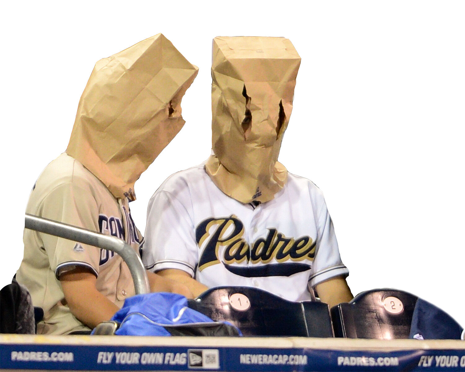 Padres, fans, paper bags