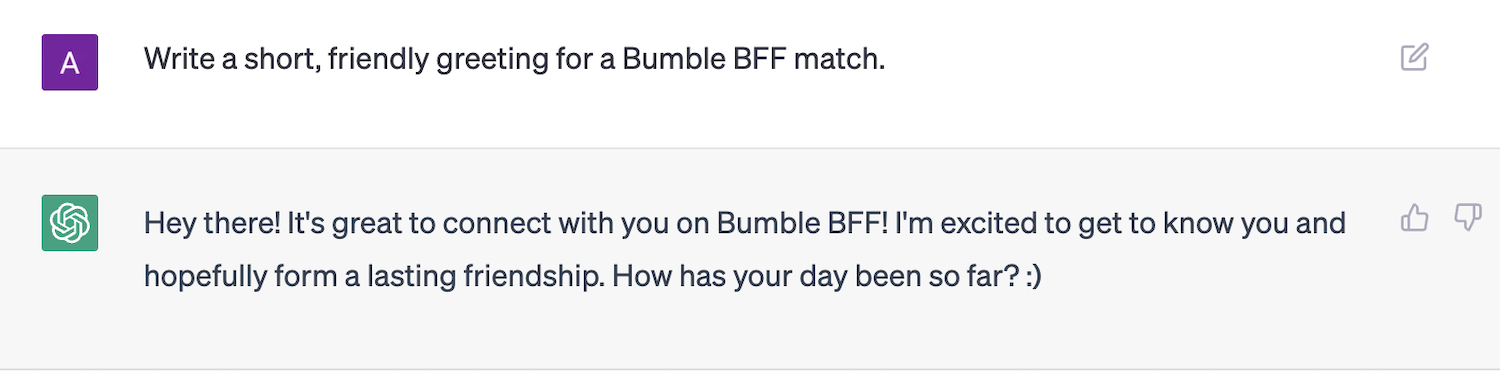 Bumble BFF Greeting