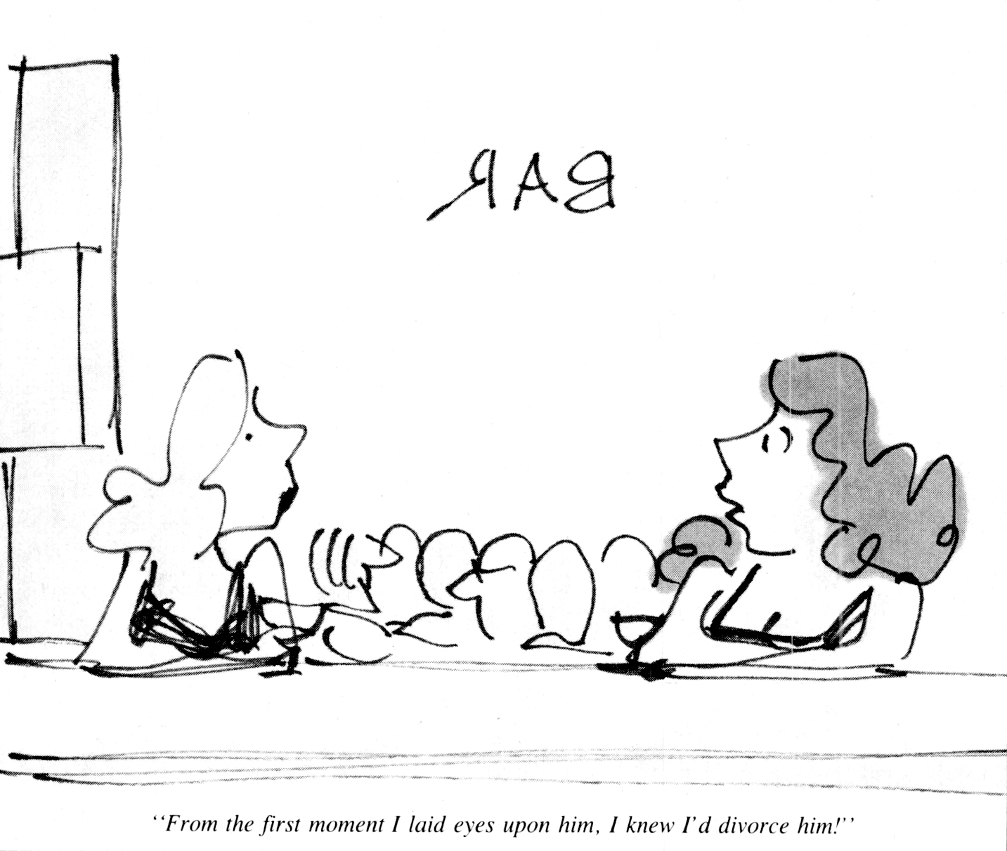 January 1985 (Divorce in Bar) San Diego Magazine Historical Cartoon