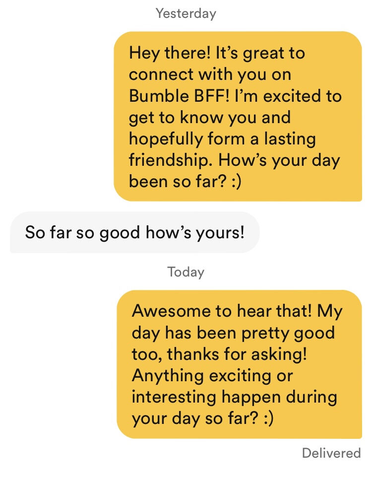 Bumble BFF Messages