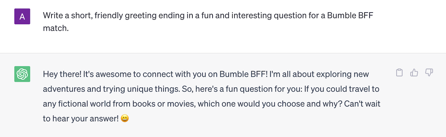 Bumble BFF Question