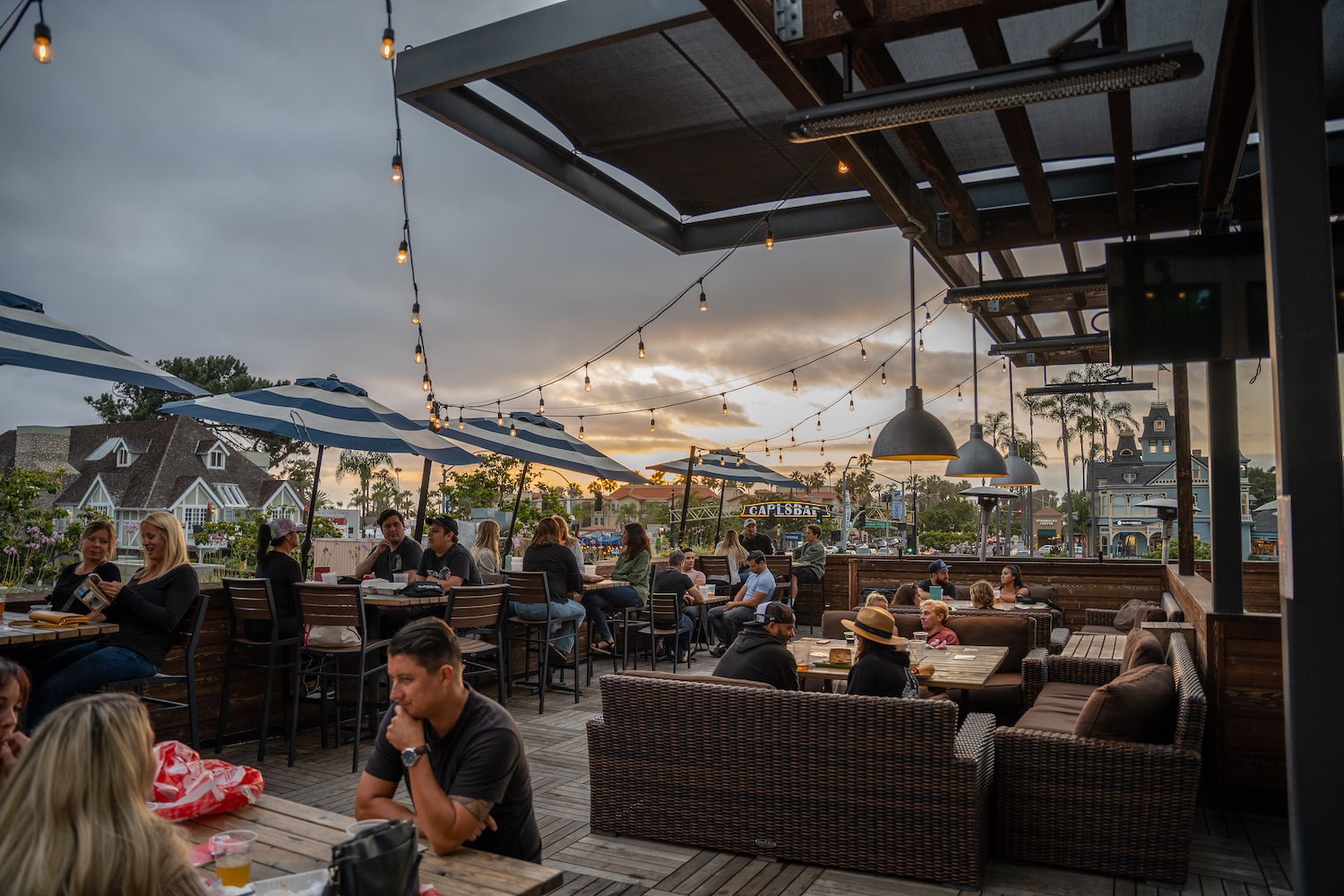 Exterior of San Diego sports bar Park 101 where NFL fans watch Los Angeles Charger football games in Carslbad