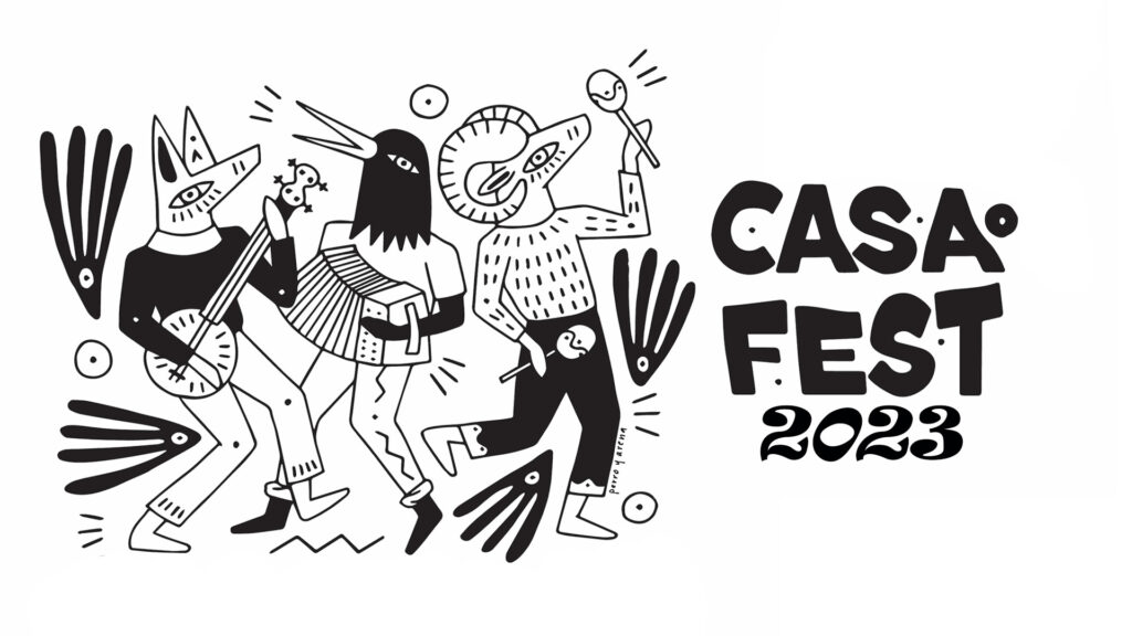 Casa Fest 2023 flyer featuring illustration of animals playing instruments