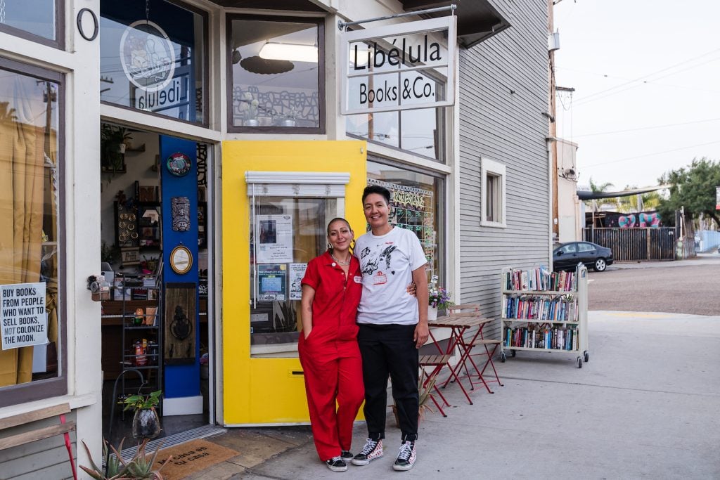 Owners of San Diego bookstore Libélula Books & Co located in Barrio Logan