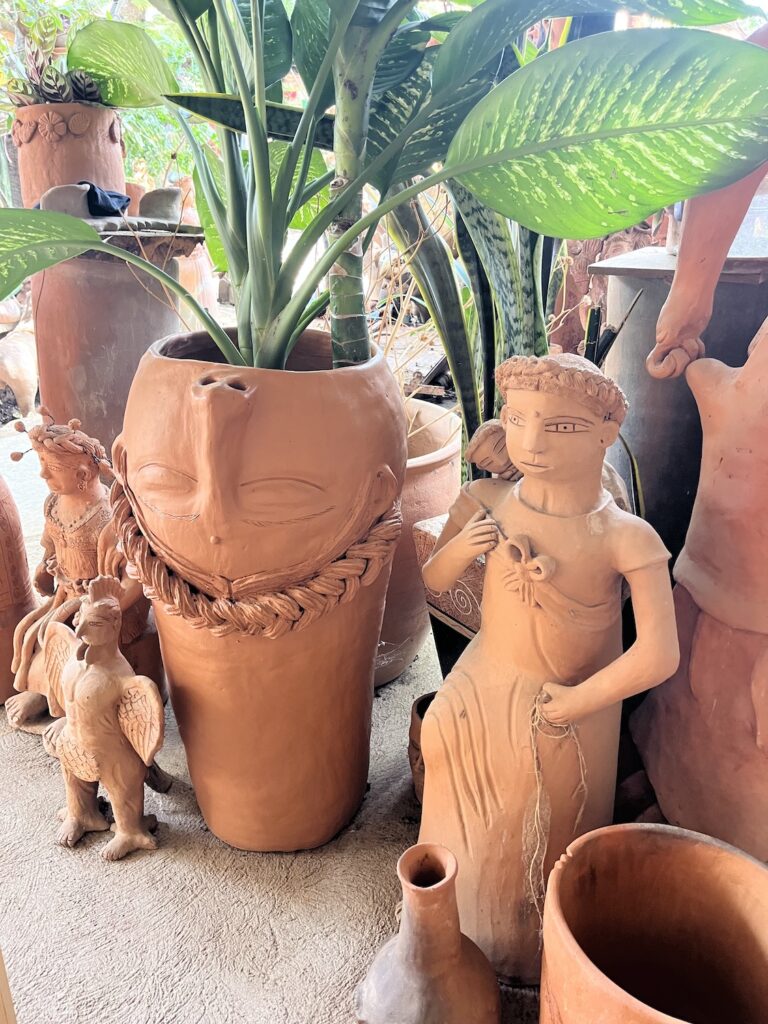 Sets of Don José Garcia's large pots and sculptures holding plants