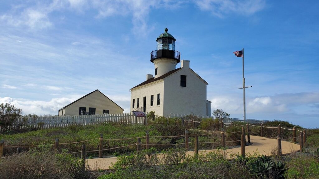 Exterior or the Point Loma Lighthouse, one of San Diego's most haunted places