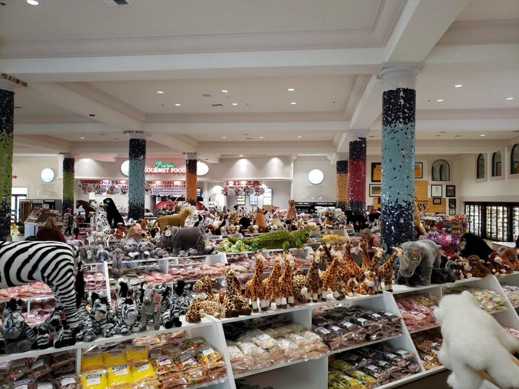 Toy and stuffed animal section of EddieWorld, California's largest gas station 