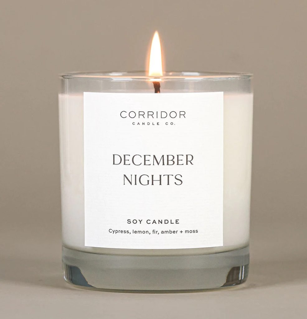 San Diego magazine holiday gift guide item, December Nights candle from Corridor Candle Co.