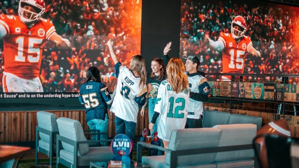 Football fans watching the NFL at San Diego restaurant Draft at Belmont Park