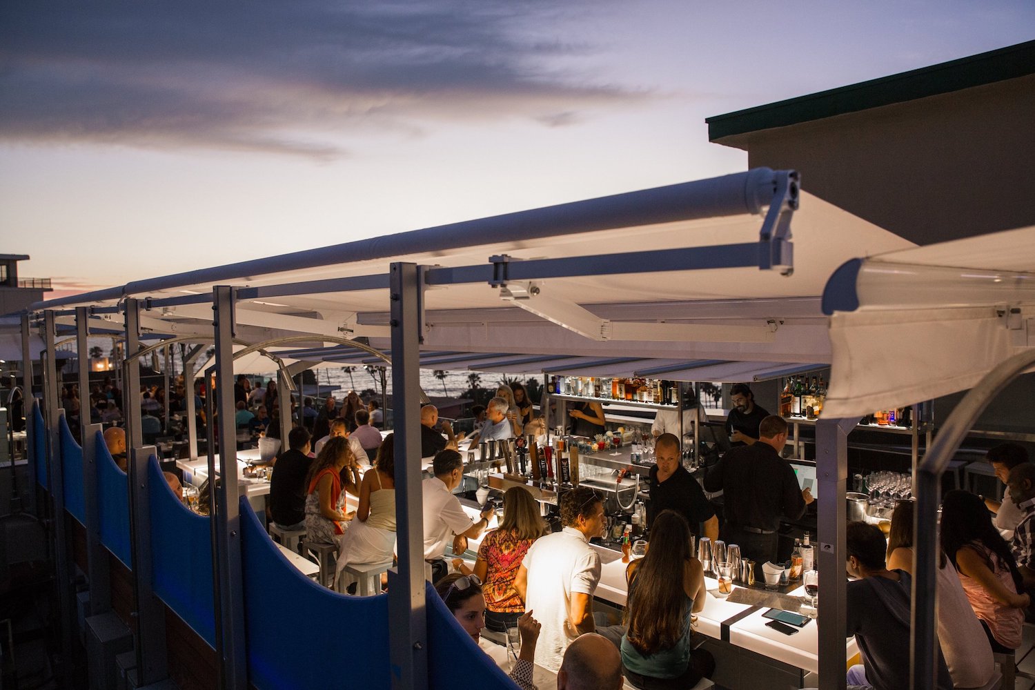 Bar at the rooftop bar at San Diego restaurant George's at the Cove in La Jolla