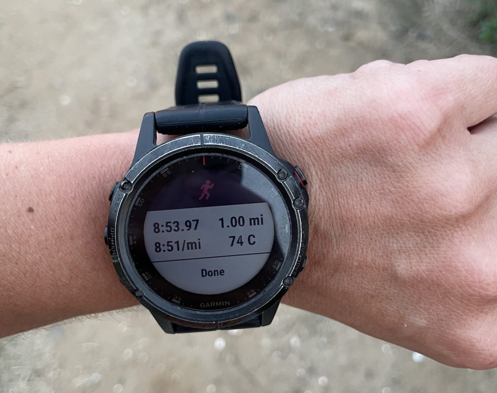 SDM's digital editor's watch reading her mile time of 8:51