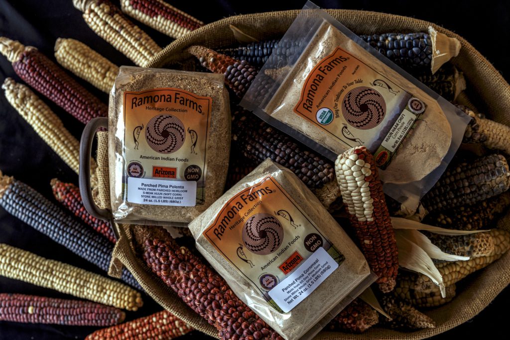 Some of the heirloom corn products available at Ramona Farms.