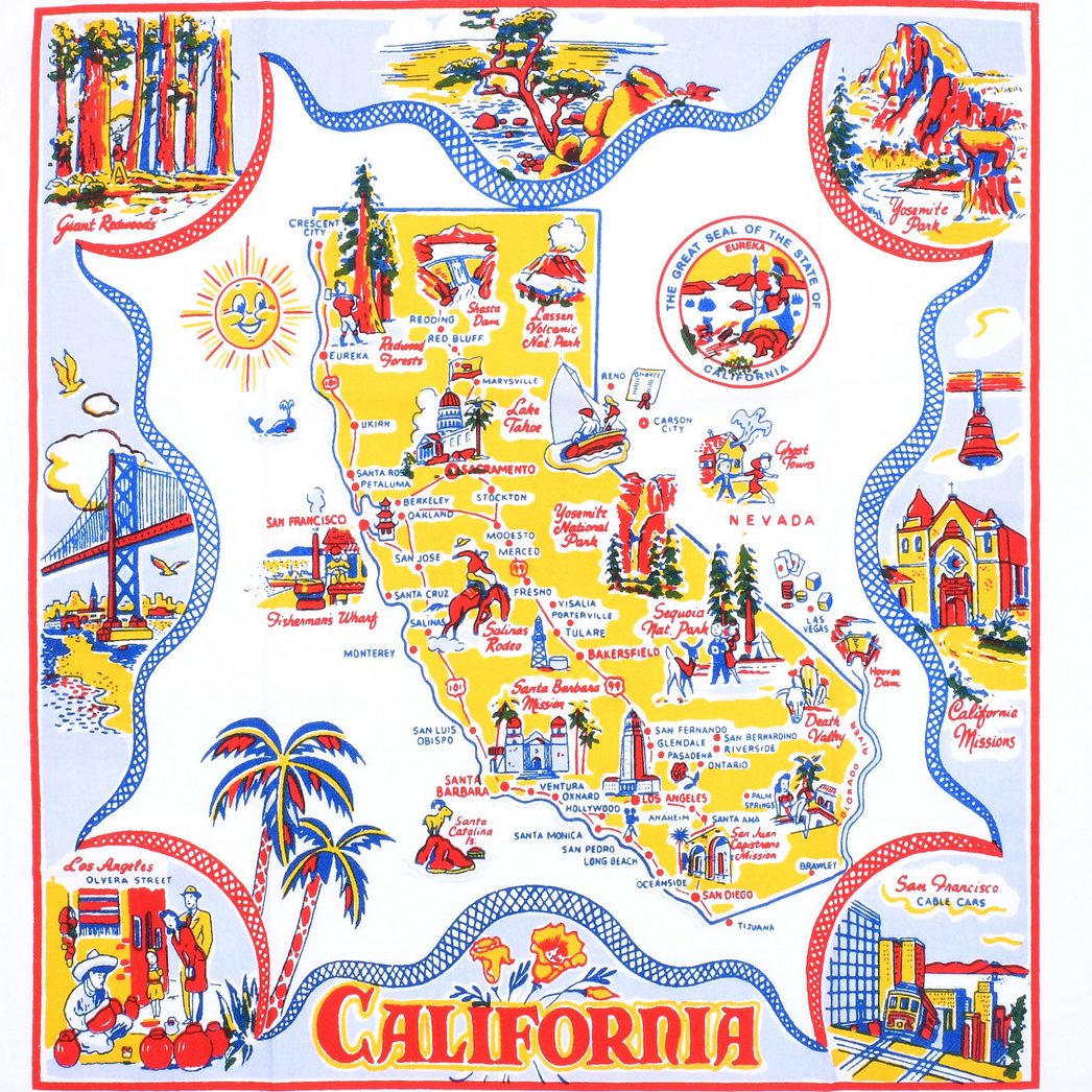 San Diego magazine holiday gift guide item Red and White Kitchen Company California blue flour sack towel from Sea Hive Station