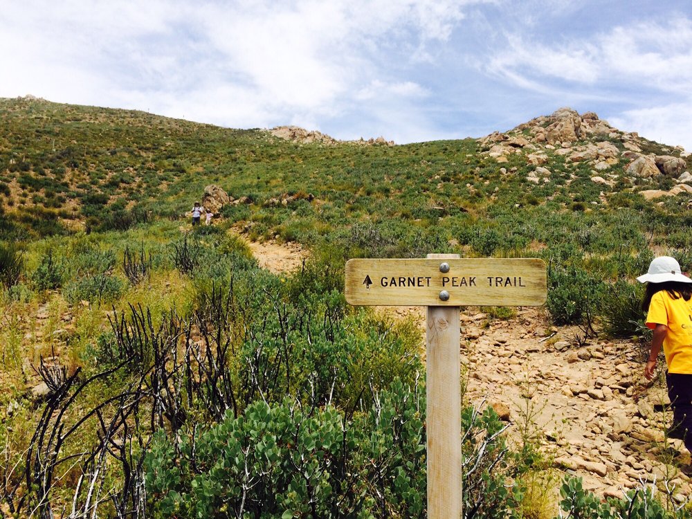 Garnet Peak Trail sign located at Laguna Mountain Recreation Area and Cleveland National Forest