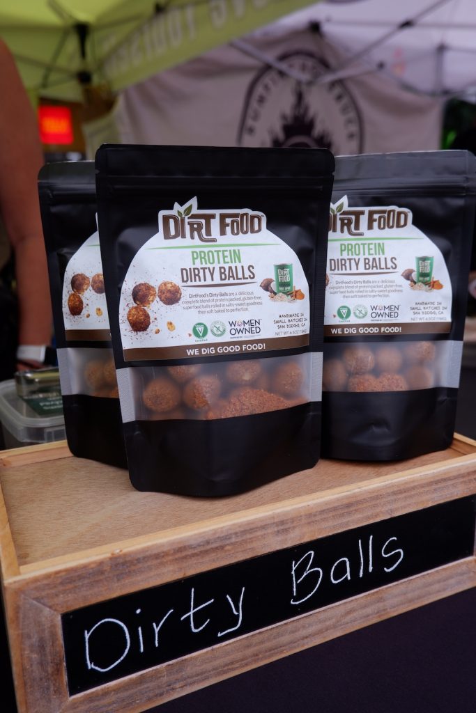 Dirt Food's Protein Dirty Balls available for sale at a San Diego farmers market