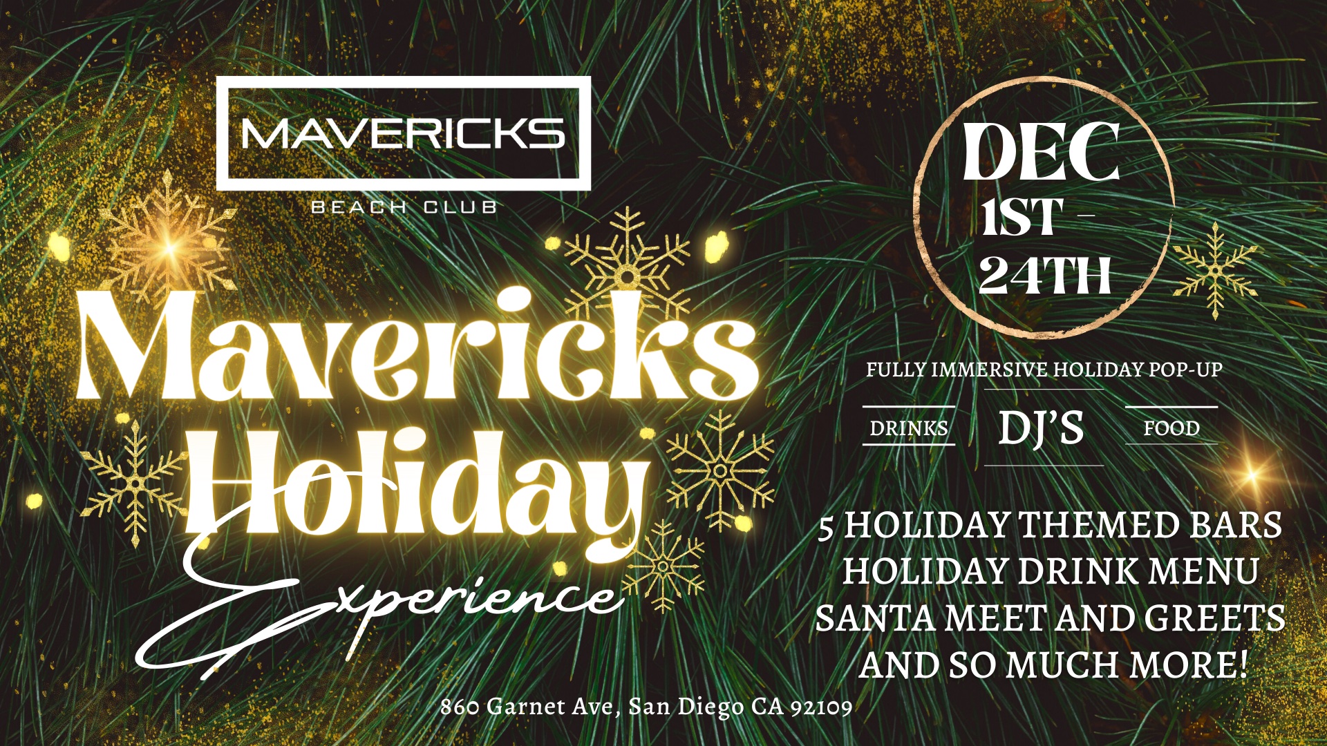 Mavericks Beach Club Holiday PopUp Available Through Christmas Eve