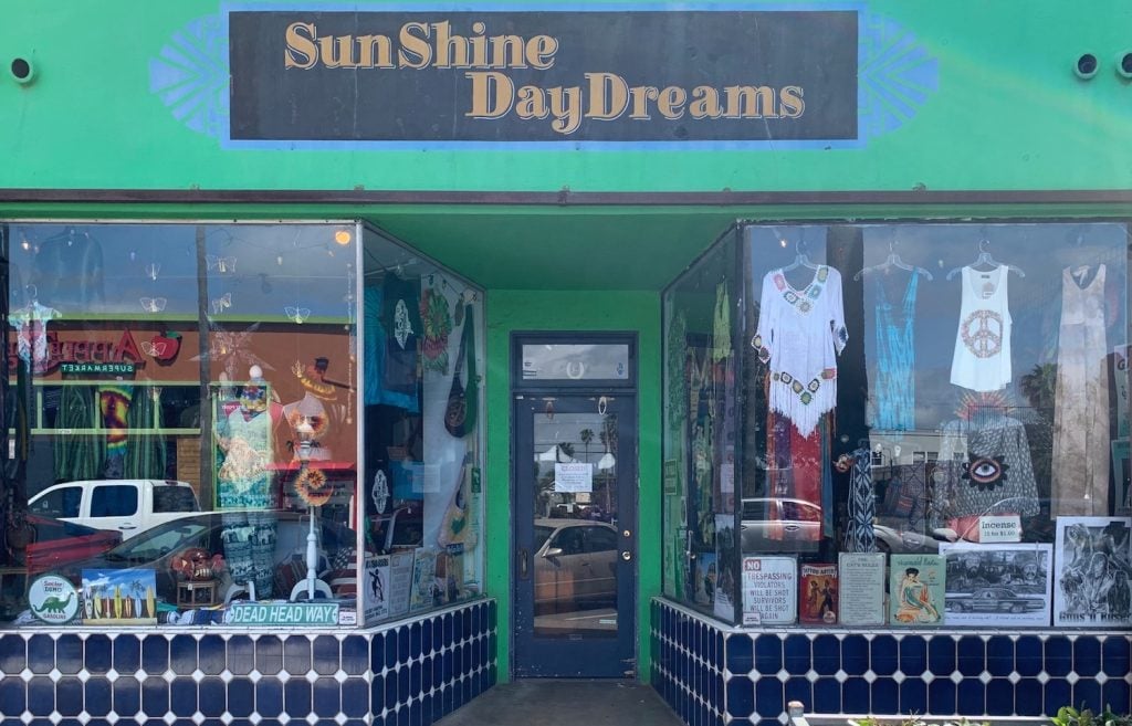 Front of vintage thrift store and boutique called Sunshine Daydreams in Ocean Beach San Diego