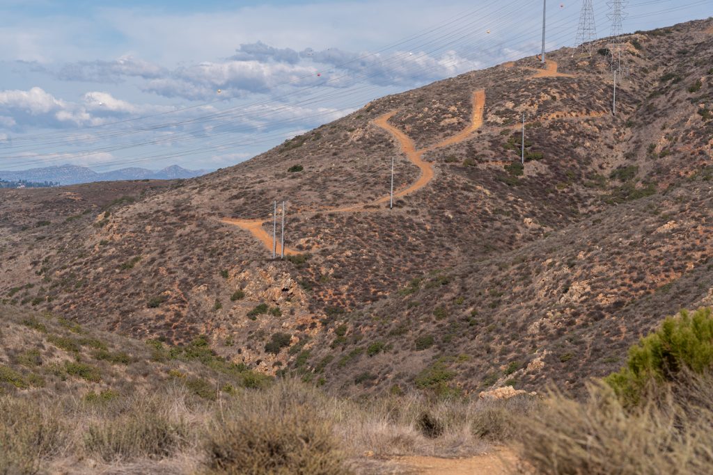 View of the San Miguel or Mother Miguel hiking trail leading up to the mountain up to Rock House in Chula Vista, part of San Diego's South Bay