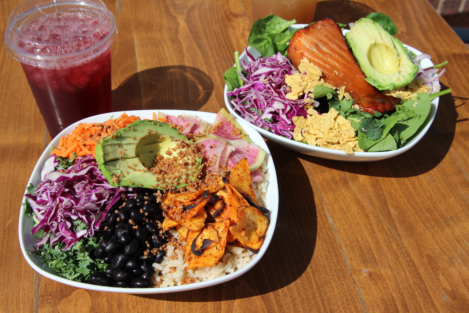 Healthy food dishes from San Diego restaurant Our Green Affair in Pacific Beach