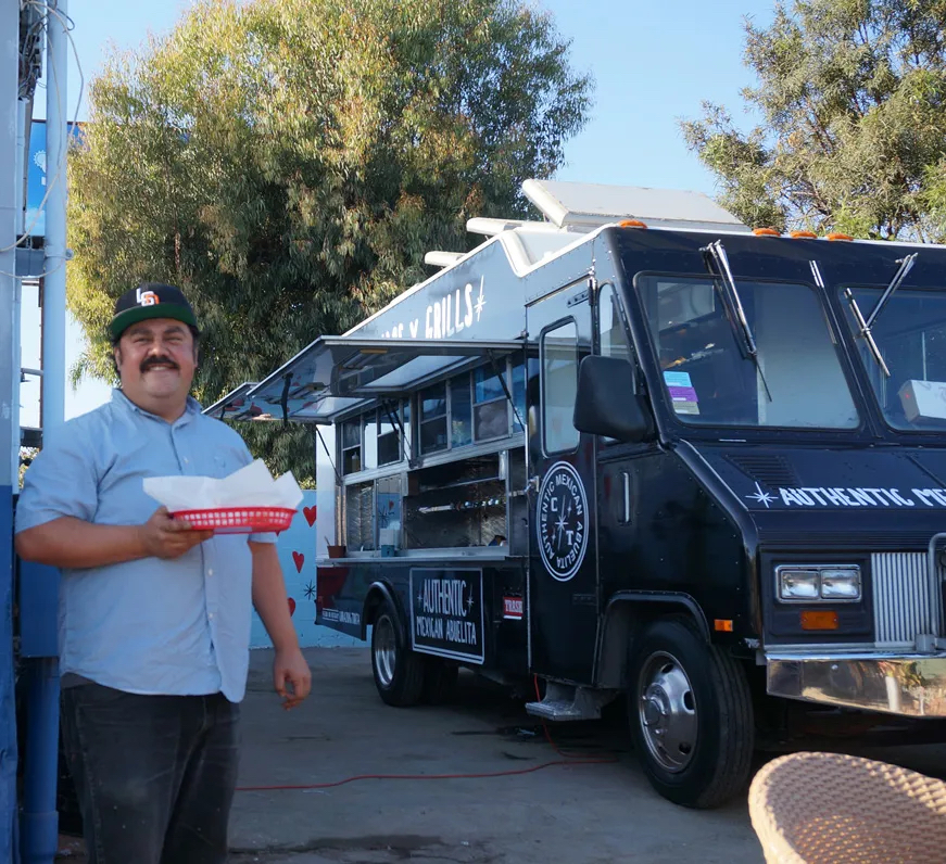 Mexican taco food truck Corazon de Torta featuring founder El Tony Tee aka Antonio Ley located in North Park, San Diego