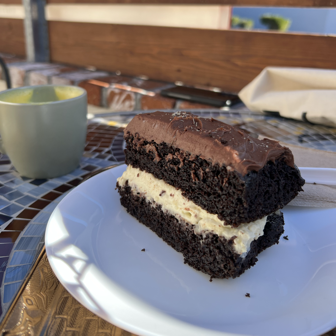 Chocolate Lavender Cake from local cafe Makani Coffeehouse in Rolando