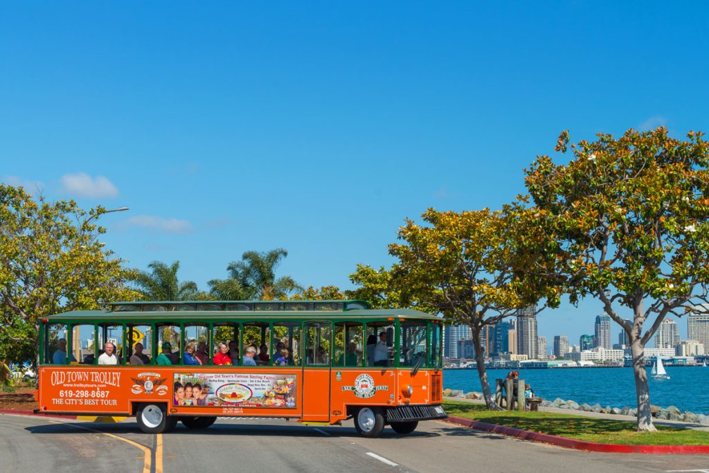 The Old Town trolley tour bus in Shelter Island which is a popular accessible attraction