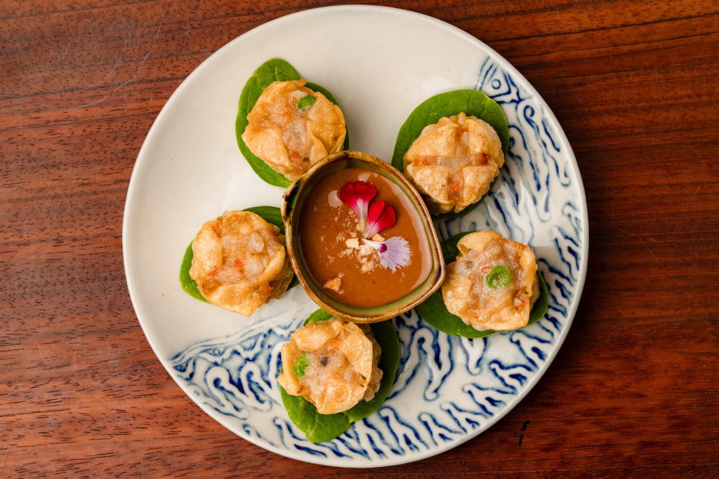 Siomay ayam, dumplings stuffed with spiced meat and presented alongside peanut sauce, from Indonesian restaurant Warung RieRie