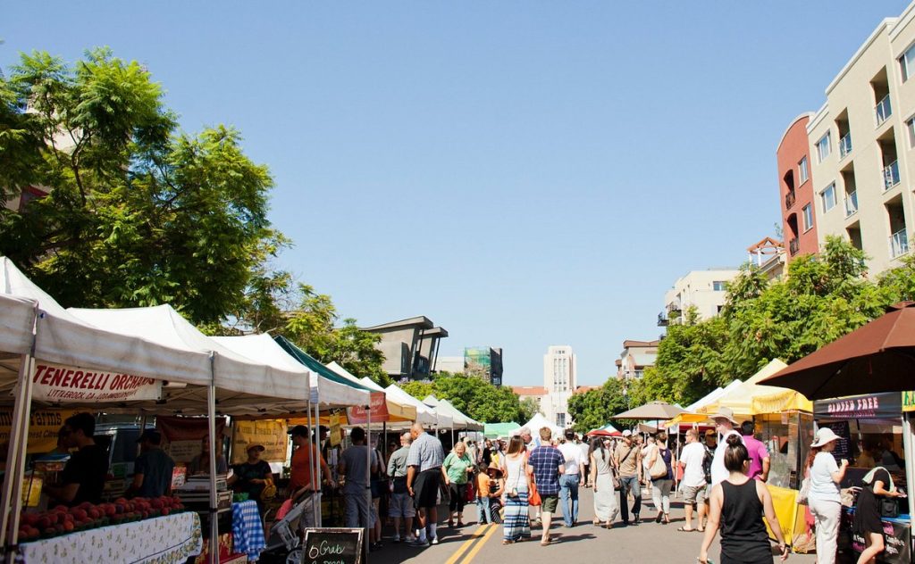 Popular San Diego date spot, the Little Italy Farmers Market every Saturday and Wednesday
