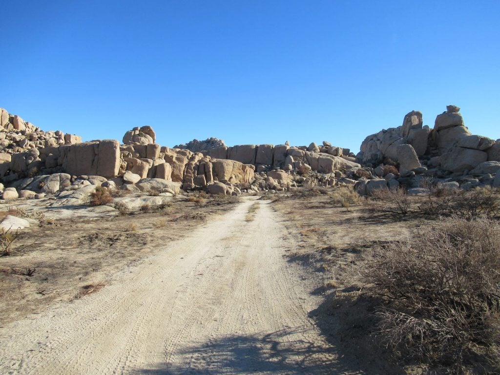 The Anza Borego Desert Road leading up to Valley of the Moon, a popular mountain biking trail in Anza Borrego Desert