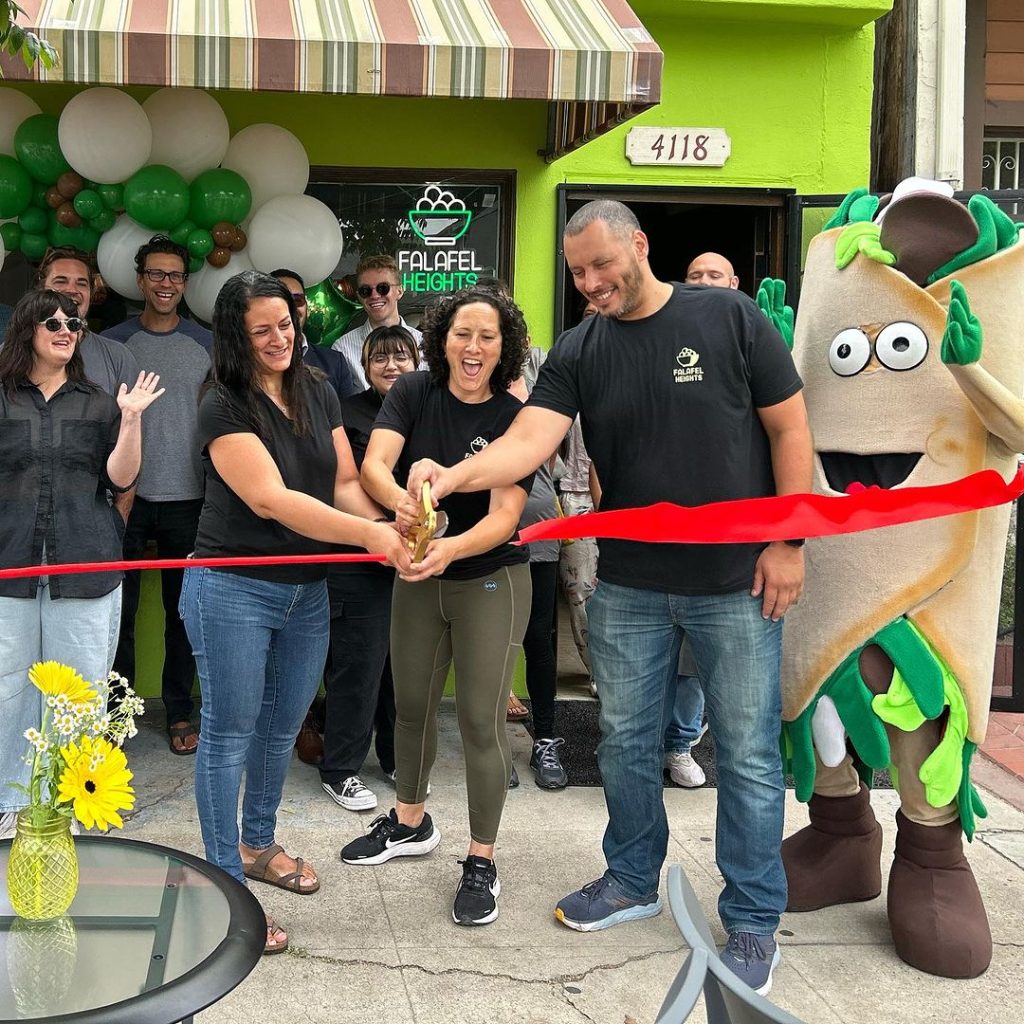 Falafel Heights grand opening in North Park San Diego featuring Egyptian and Lebanese style cuisine and their mascot