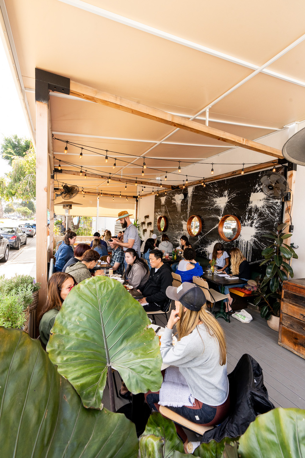 Outdoor patio at Atelier Manna restaurant in Leucadia, San Diego