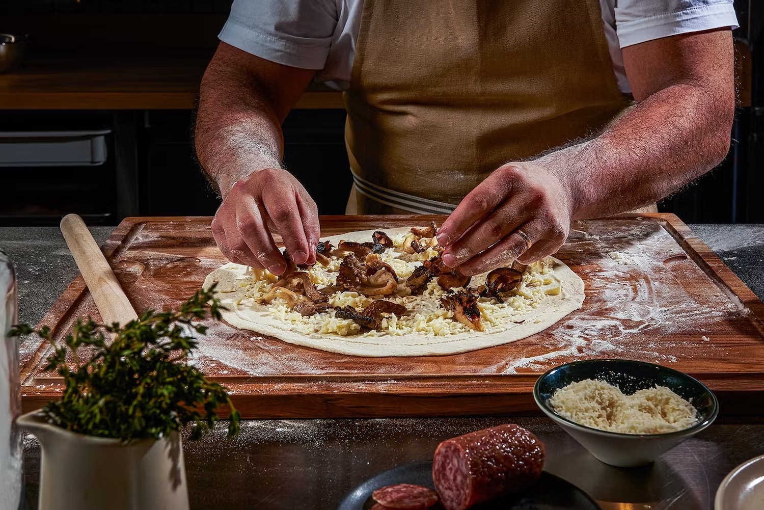 Amalfi Llama Miami restaurant opening new San Diego's UTC Westfield La Jolla featuring a chef making a pizza by hand