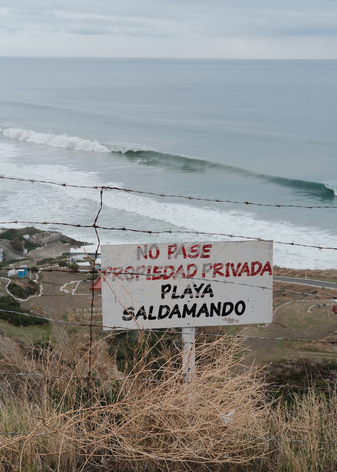 Sign for Playa Saldamando aka Salsipuedes surf spot in Mexico near Ensenada