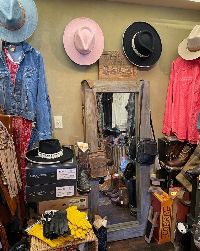 Interior of San Diego thrift store, Frustrated Cowboy featuring Western attire in Del Mar