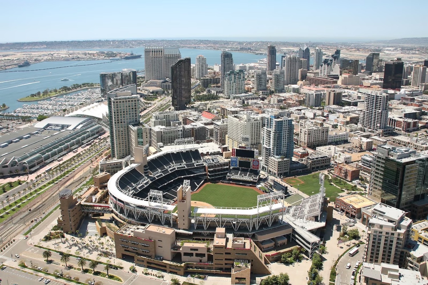 Aerial view of San Diego East Village skyline