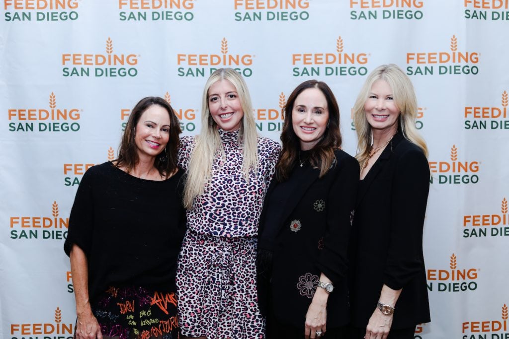 L-R: Brandi Zaslansky, Allison Glader, Kathryn Larson, Raquel Rogers at the 2024 Parings for a Purpose presented by nonprofit Feeding San Diego