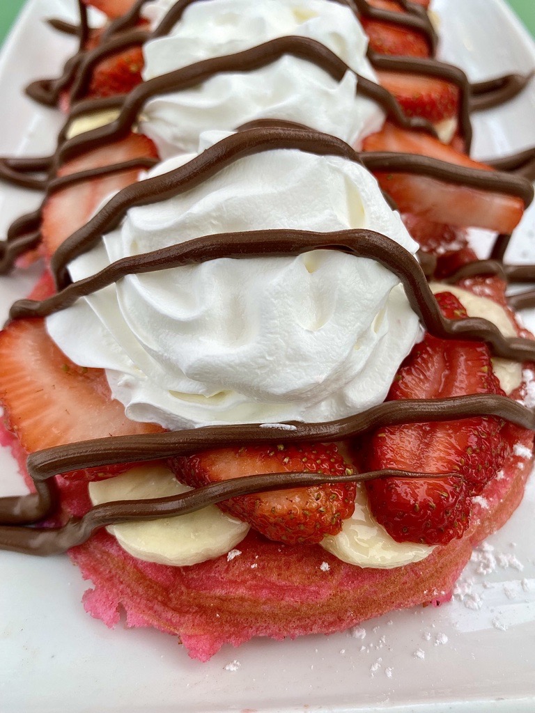 Pink Rose Waffles from Pink Rose Cafe restaurant in La Mesa, San Diego