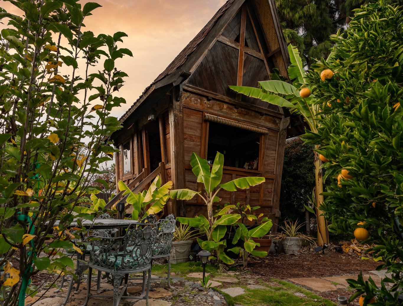 Exterior of Indonesian backyard hut restaurant (MEHKO) Warung RieRie in Sera Mesa, San Diego