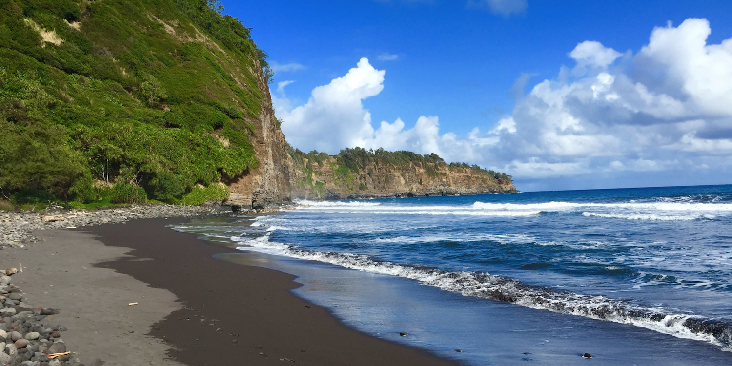 Big Island of Hawaii things to do including the Pololu Valley Hike featuring the coastline and cliffs